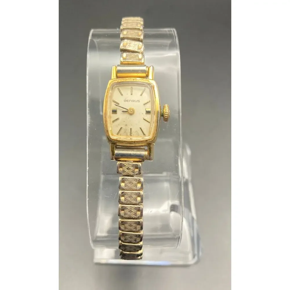 VTG Benrus Mechanical Wind Up Women's Petite Dress Watch 15mm - Expandable Runs